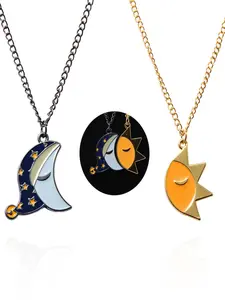 Cute Cartoon Bear & Moon & Star Design Pendant Necklace, Fashion Jewelry for Party, Daily Clothing Decor, Trendy All-match & Exquisite Jewelry for Birthday Gift, Minimalist Necklaces