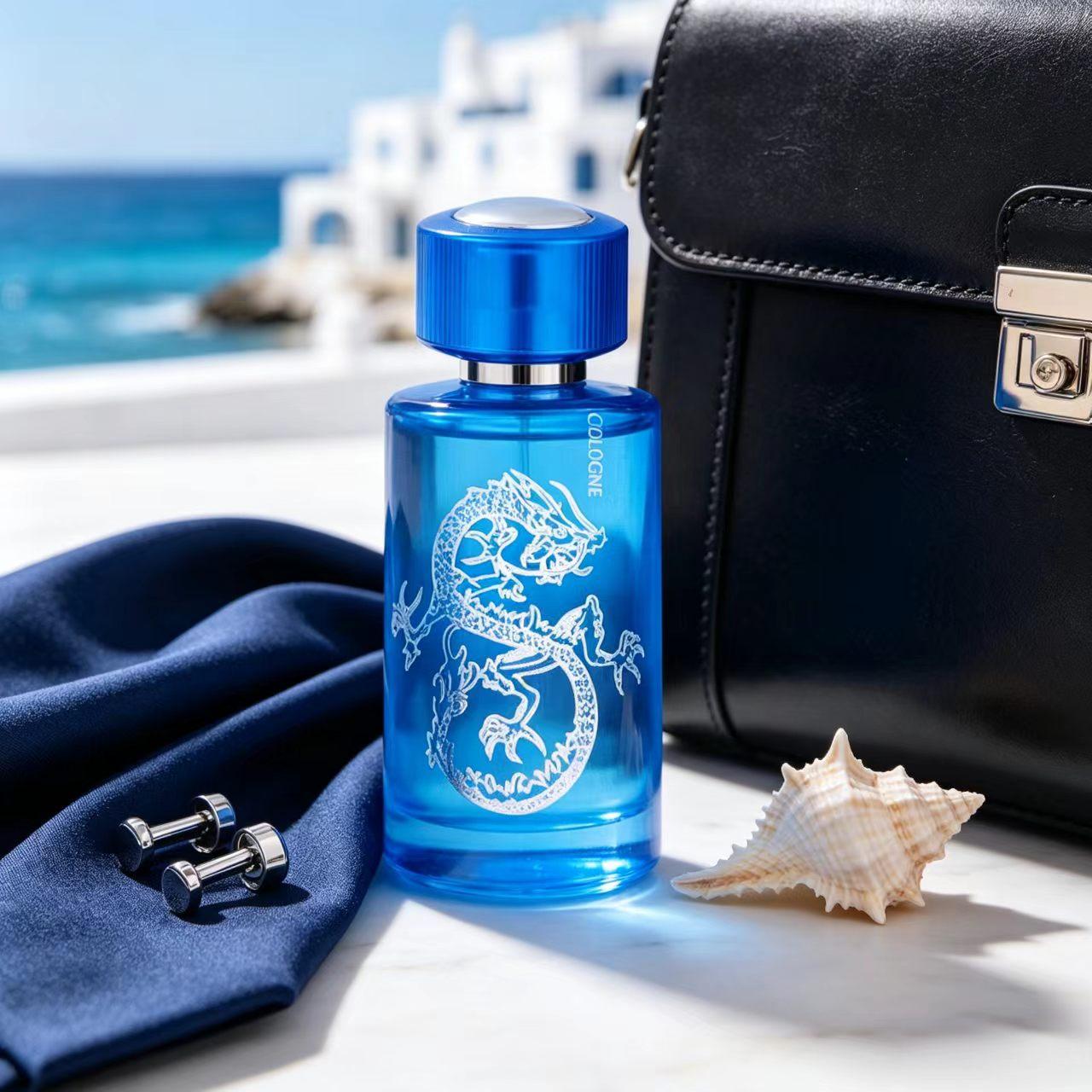 Men's Dragon Essence Extracted Perfume - Blue Transparent Bottle, Suitable for Business and Sports Occasions, Business/Sports