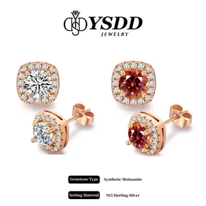【#127 TODAY ONLY】Classic Square Halo 1CT Total Sparkling Synthetic Moissanite Earrings in 925 Sterling Silver Rose Gold