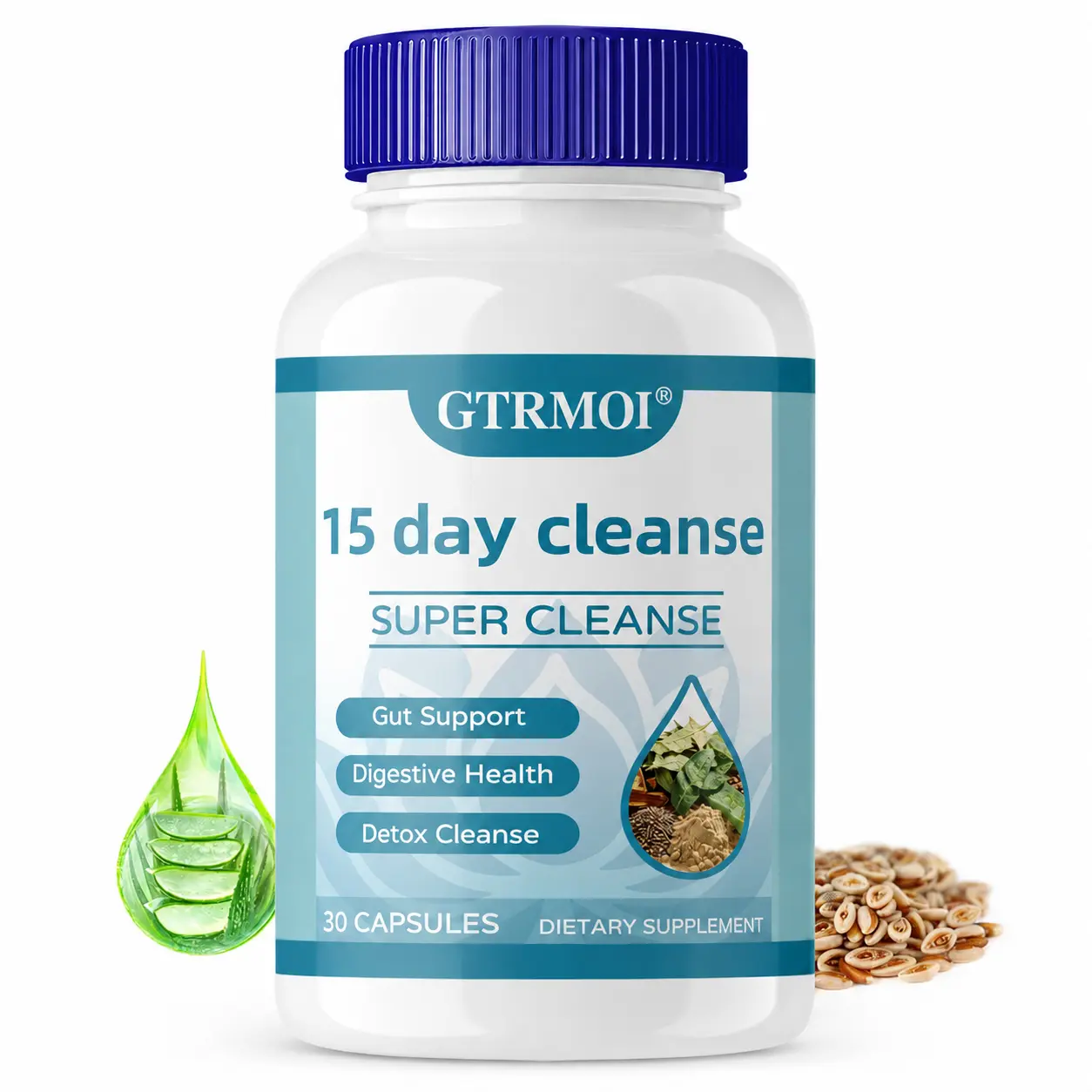 GTRMOI 15-Day Caffeine-Free Dietary Cleanse Capsules - Organic Blend Digestive Aid, Debloat Solution for Gut, Digestive & Colon Health, Detox Intestinal Cleansing Nutritional Supplement
