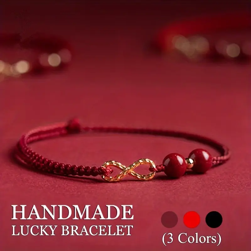 1pc Red String Cinnabar Beads Good Luck Bracelets for Women Men, Perfect New Years Gift for Family Lovers Best Friends, Handmade
