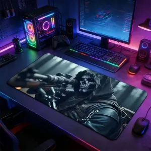 Skeleton Warrior Large Extended Gaming Mouse Pad, Non-Slip Rubber Base Stitched Lock Edge Desk Mat, Military Design Desk Pad, Durable Computer Accessory for Home Office & Gaming Setup, Perfect Gift for Gamer Family and Friends