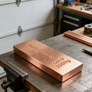 1000g Pure Copper Bar 99.99% Solid Copper Block T2, Investment Copper Strip, Wealth Copper Bar, Collectible