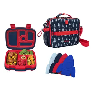 Bentgo Kids Prints Lunch Box, Lunch Bag, & Ice Packs Set - Ideal for Meals on the Go, Durable Lunch Box