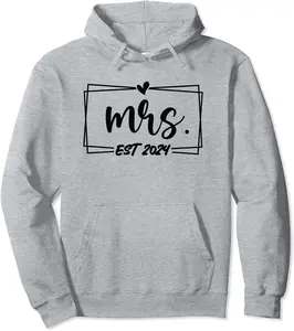 Mrs. Est. 2024 Just Married Wedding Wife Mr & Mrs Gifts Pullover Hoodie - Antonplonka Shop 48B0CK62RVP1