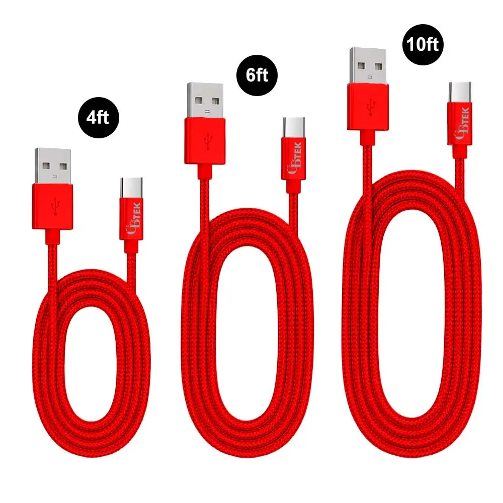 CBTEK Type-C to USB-A Combo Pack Charging Cables- 4ft, 6ft, & 10ft