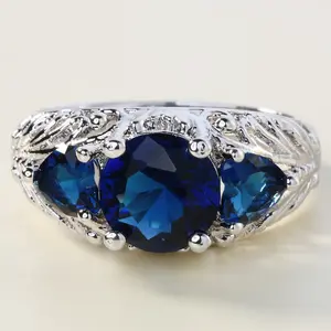 Fashion Men's Copper Ring with Blue Cubic Zirconia Trend Item for Stylish Gentlemen