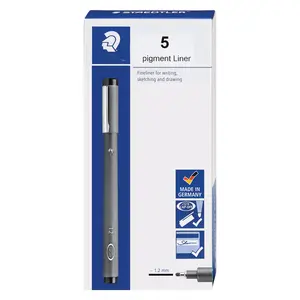 Pigment Liner  Fineliner Pen For Drawing Drafting Journaling 1.2mm Black Box Of 5 Pens 308 12-9m