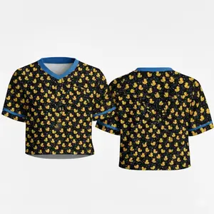 New 2026 Cute duck print mesh crop top in soccer jersey style, crop top, a gift for both men and women.