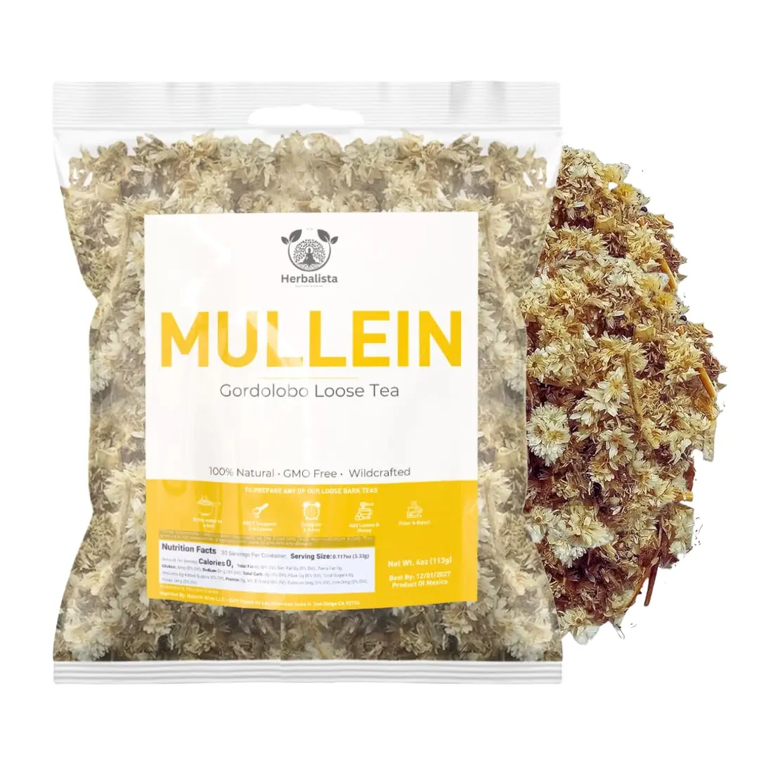 Herbalista - Mexican Mullein Flowers & Petals Tea 2 oz (58g) - Verbascum Thapsus - Gordolobo Herbal Tea Yellow Petals | 100% Natural Loose Leaf Tea | Handcrafted by Nature for Freshness