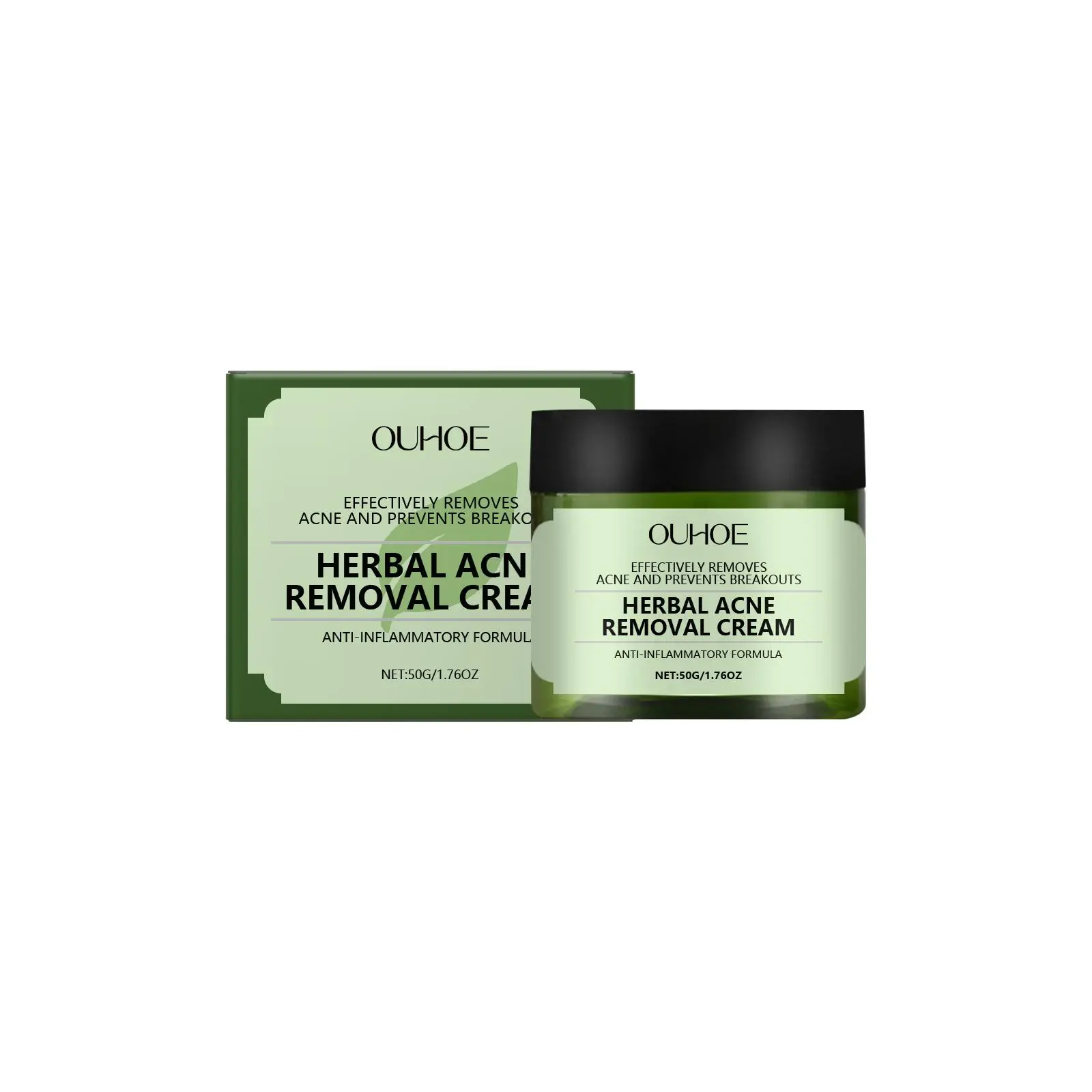 OUHOE Herbal Acne Cream Hydrating and Moisturizing Skin Improvement Pore Refining and Blemish Reducing Gentle Treatment Cream Mint Facial Redness Salicylic pimple patches acne clearing products