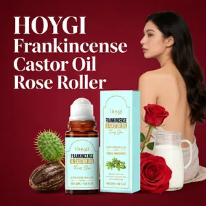 HOYGI Frankincense Castor Oil Rose Roller - Nourishing Soothing Brightening Radiant Facial Roller Oil