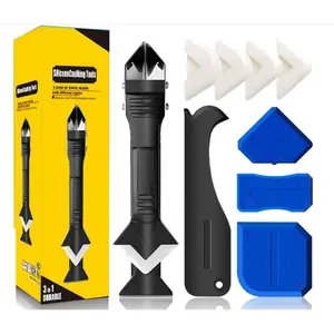 Silicone Caulking Tools, 3 in 1 Sealant Finishing Tool, Grout Remove Scraper, Caulk Remover Tool, Grout Scraper Kit for Bathroom, Kitchen, Floor, Window, Sink Joint, Frames Seal