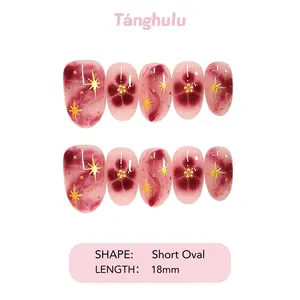 No.01-24/ Coffin-Almond/ Short-Medium/ Tanghulu Handmade Premium Press-on Nails