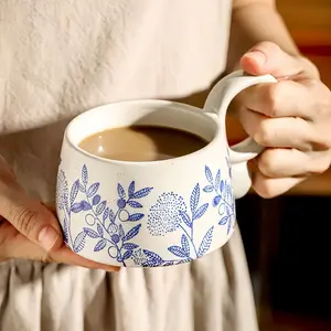 Vintage Aesthetic Style Ceramic Coffee Mug, Large Capacity 11.83oz, Perfect Gift for Friends & Family, Durable & Fashionable Design