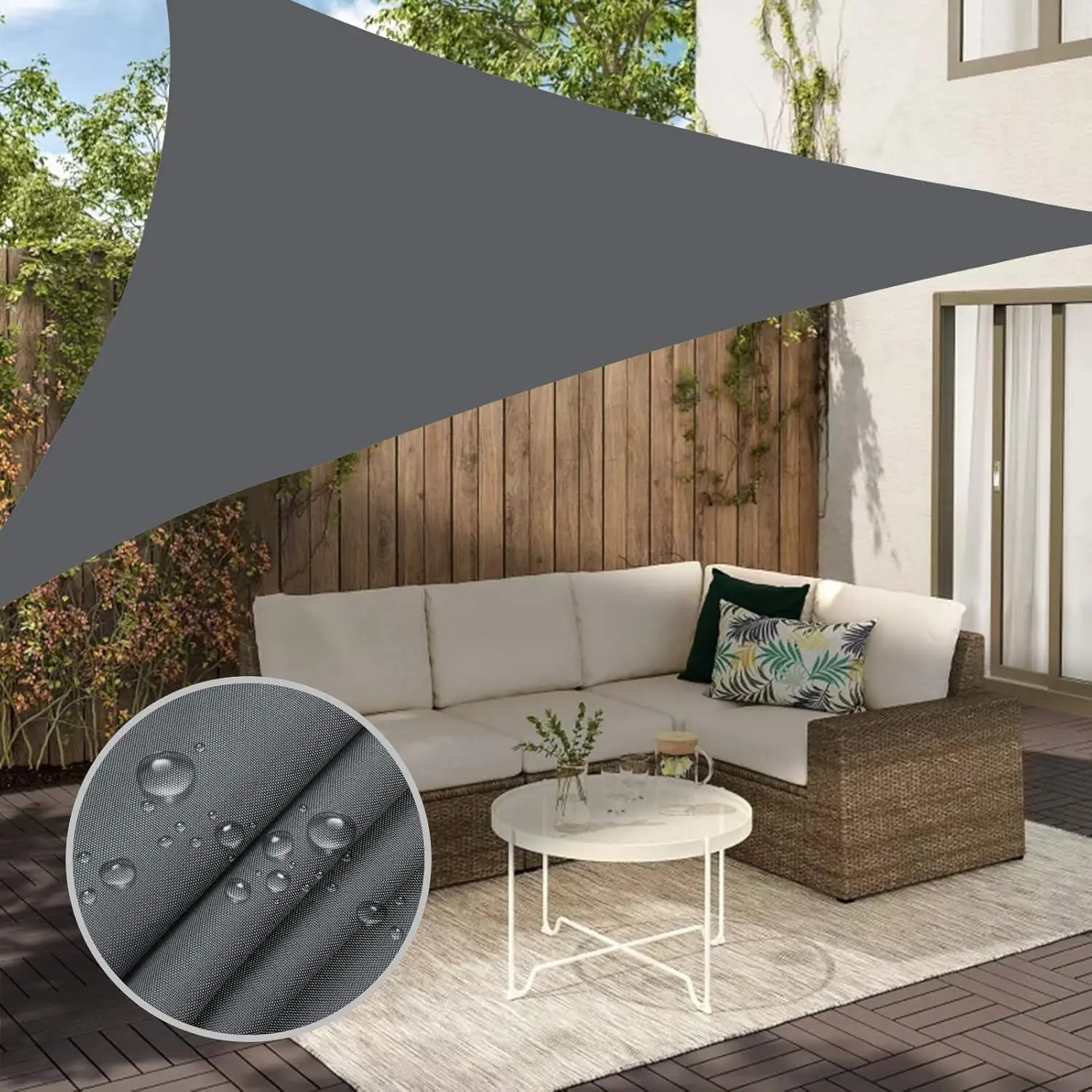 Shade Sail, 6'7''x 6'7''x 6'7'' Sun Shade Sail Triangle Waterproof  Patio Yard Deck Pergola Outdoor Sun Sail Shade 98% UV Block Sunshade Gray Color