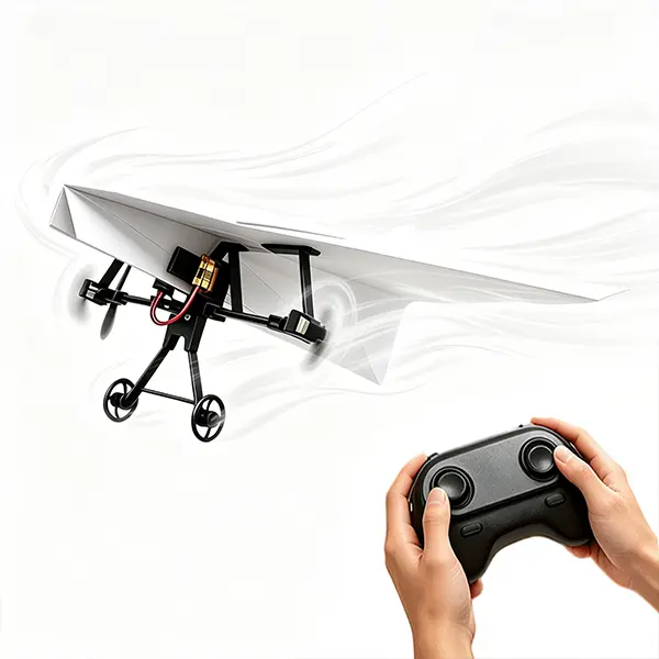BRRRRT RC Paper Airplane Toy, DIY RC Aircraft Kit with Gyro Stabilizer, Dual Propeller Electric Plane, Lightweight Foldable Flying STEM Toys for Kid Boys and Girls Age 6+