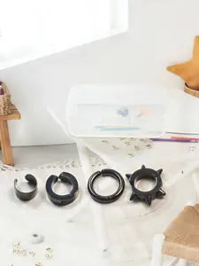 4 Pcs Stainless Steel Clip Earrings Set, No Piercing Required, Unisex Street Style, Random Print, All Seasons, Free Combining