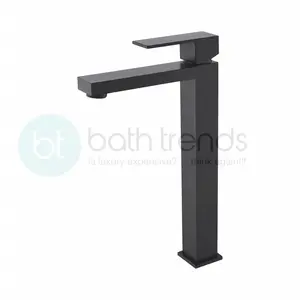 Aquamoon Milan Collection Single Lever Bathroom Vessel Faucet Matte Black Finish Rainfall Handheld Shower Adjustable Flow Control