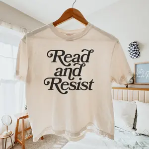 Read And Resist Boxy Crop Top Reading Shirt Book Lover Gift Reading Is Resistance Librarian Shirt Library Shirt