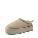 DREAM PAIRS Women's Casual Thick Sole House Slippers - Premium Upper Genuine Suede, Fluffy Faux-Fur, Lightweight EVA, 1.57-in Platform, Cushioned Slip-On Footwear for Cold Weather Indoor/Outdoor Use Boots,outdoorfun
