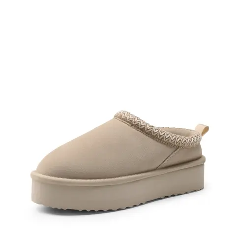 DREAM PAIRS Women's Casual Thick Sole House Slippers - Premium Upper Genuine Suede, Fluffy Faux-Fur, Lightweight EVA, 1.57-in Platform, Cushioned Slip-On Footwear for Cold Weather Indoor/Outdoor Use Boots,outdoorfun
