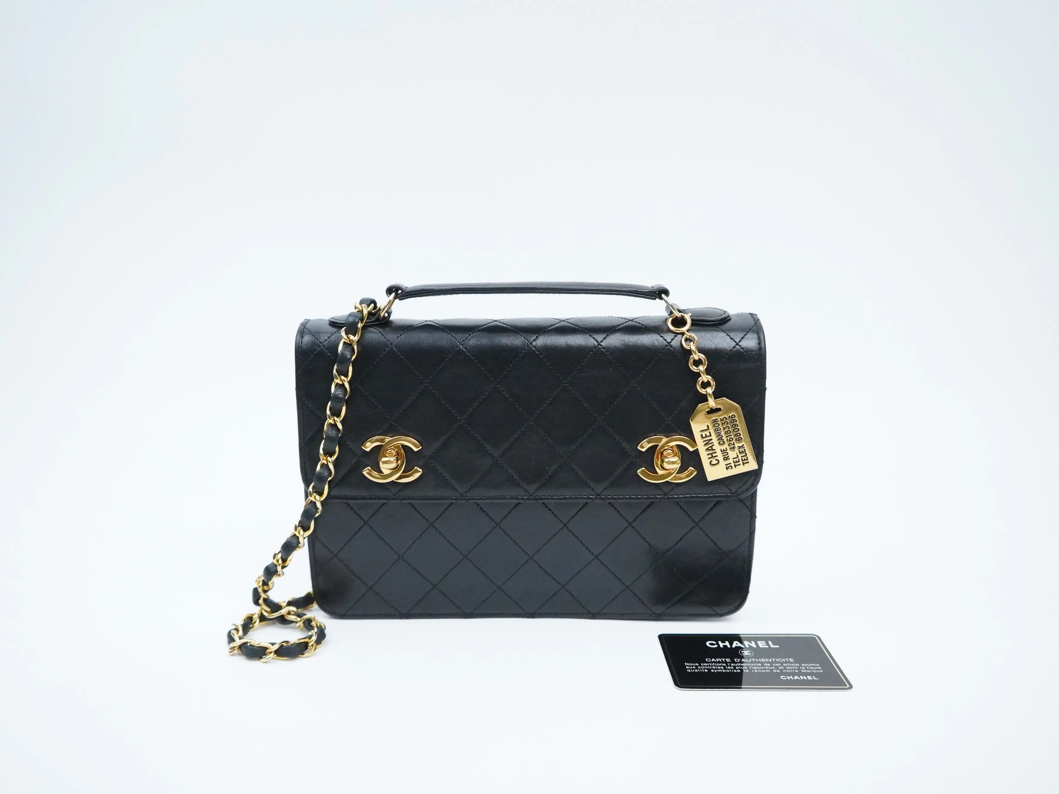 Pre-owned CHANEL lambskin Shoulder Bags Vintage Double Turnlock Shoulder Bag