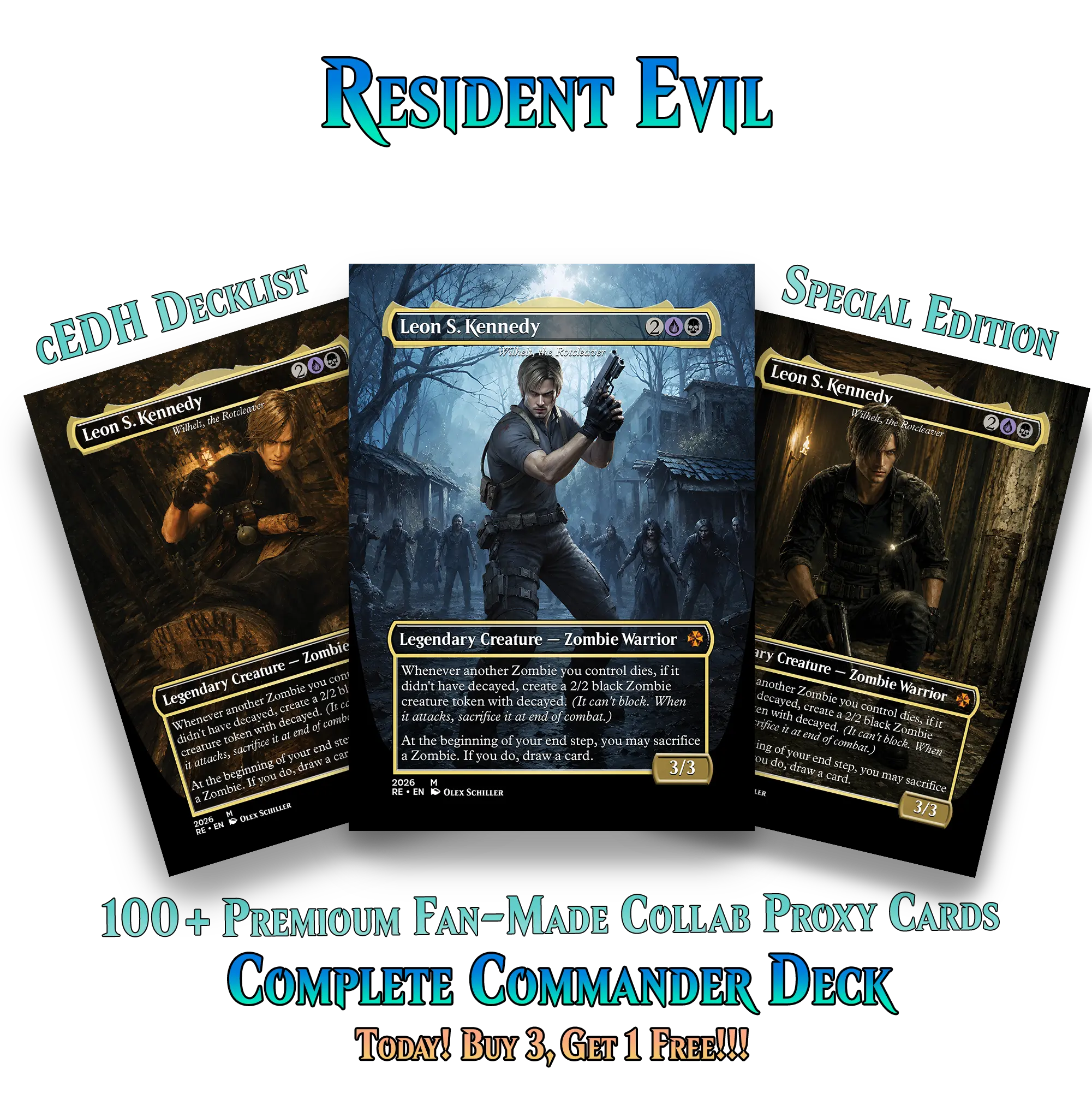 Resident Evil Leon Custom MTG Proxy Commander Deck - 100+ Cards Set