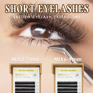 Seedew 12Rows/Tray Bottom Lashes 0.10mm 0.15mm 0.20mm Lower Short Eyelash J Curl B Curl Mix Length Single False Eyelashes, Eyelash Extension, Naturally Curly Lower Lashes, Eye Makeup Products For Women, DIY Eyelash Extensions