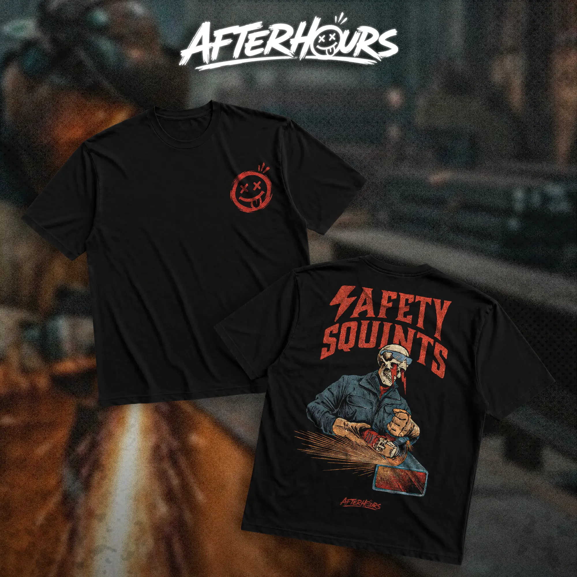 AFTERHOURS Safety Squints Heavy Cotton T-Shirt Direct-To-Garment Breathable Printing High Visibility Sarcastic Tee For Workers, Gift For Husband , Safety Workwear For Man