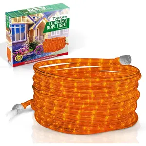 LED Rope Light Orange 24 Feet (7.3 m) 10MM Diameter 144 LED Long Life Bulbs Rope Tube Lights for Indoor and Outdoor Use