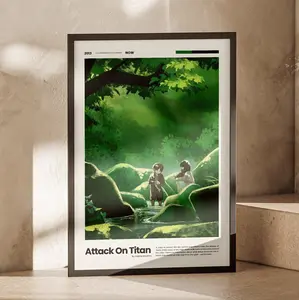 Attack On Titan Anime Poster, Eren Yeager & Mikasa Ackerman AOT Manga Posters (NO FRAME)