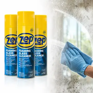 Zep Foaming Glass Cleaner 19 oz,professional glass cleaner,foam spray cleaner,crystal clear finish,oil soil remover,grime remover,clings to windows,mirror spray,auto glass cleaner,shower glass cleaner,office glass,home glass,Plexiglas cleaner,easy wipe