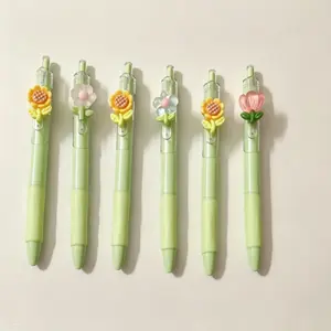 6/12pcs Floral Pattern Retractable Ballpoint Pens, Aesthetic Pen Set, Smooth Writing, Ideal for Diaries, School, Office, Gifts