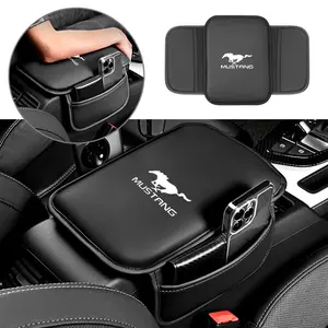 PU Leather Car Armrest Box Pad Auto Armrest Mat Armrest Storage Tray Car Console Organizer for Ford Mustang Mondeo Focus Fiesta Escape Kuga Ecospor Interior Accessories