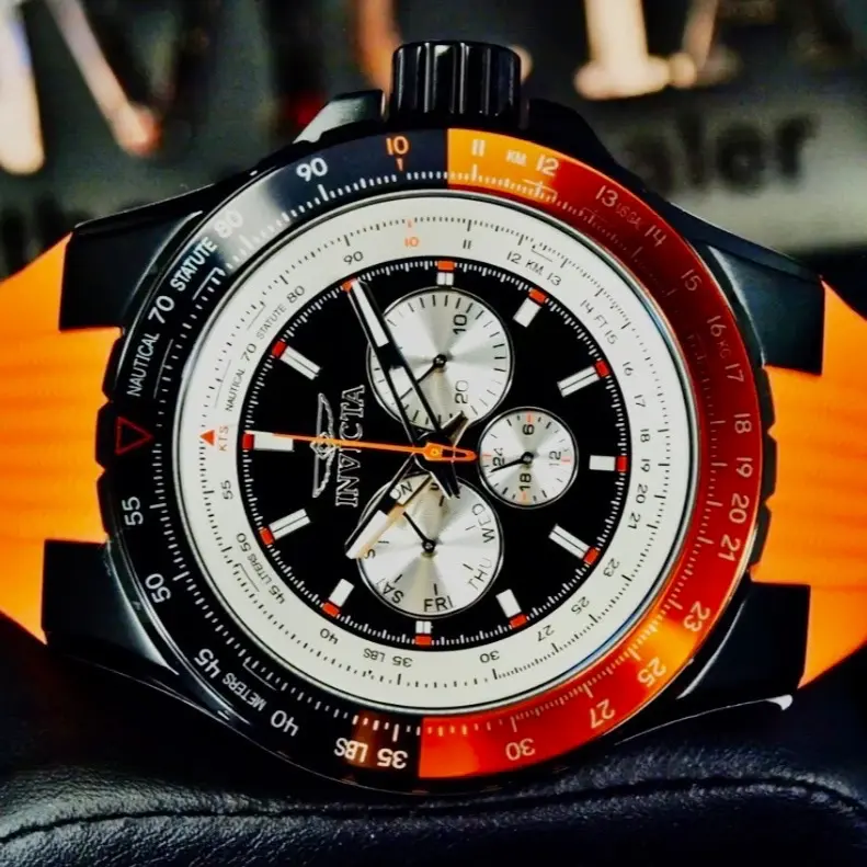 Invicta Men’s 50mm Watch - Black & Orange - Brand New - AVIATOR SERIES