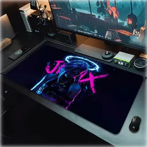 Large Gaming Mouse Pad, Anime Mousepad Featuring Jinx character design Non-slip, washable rubber base Computer & Office Decor, Gaming Room Accessories Study & work area decorative desktop pad, Desktop Accessory