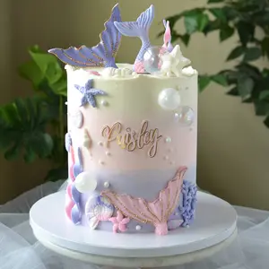 Mermaid cake toppers set, Mermaid cake decoration, Fondant mermaid cake toppers, Mermaid sea theme birthday party