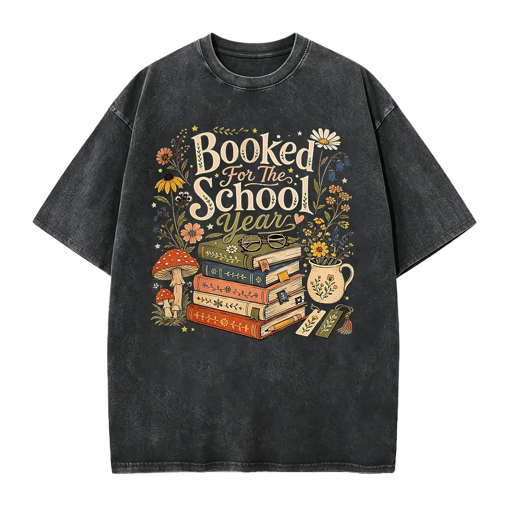 Booked For The School Year Shirt, Cottagecore Teacher Tee, Wildflower Book Lover, Librarian Gift