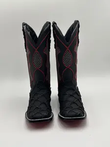Boot- Black Fish With Red Bottom