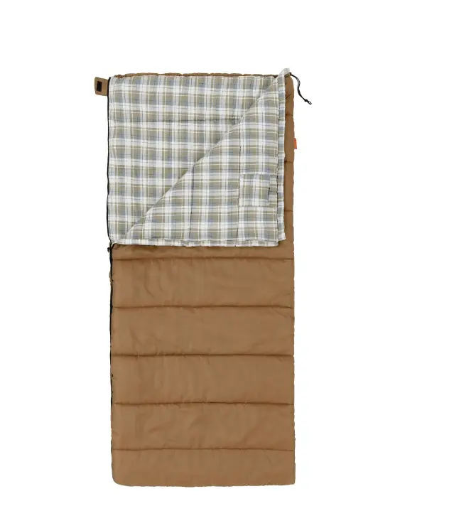 35F Flannel Lined Rectangle Adult Sleeping Bag - Brown (80" x 36") for Cozy Sleeping