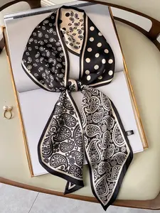 Women's Waist Decorative Scarf, Vintage Polka Dot Elegant Silk Scarf, Fashion Neckwear Leaf Print Ribbon, Multi-Functional Long Strip Accessory, Fashion Shawl