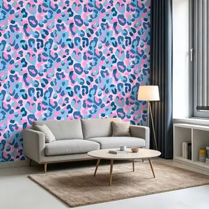 Peel & Stick Leopard Print Wallpaper, 1pc & Blue Pastel, Removable Wall Decor, Easy Install, No Residue, Bedroom & Living Room