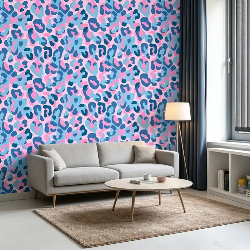 Peel & Stick Leopard Print Wallpaper, Self Adhesive Wallpaper, 1pc & Blue Pastel, Removable Wall Decor, Easy Install, No Residue, Bedroom & Living Room