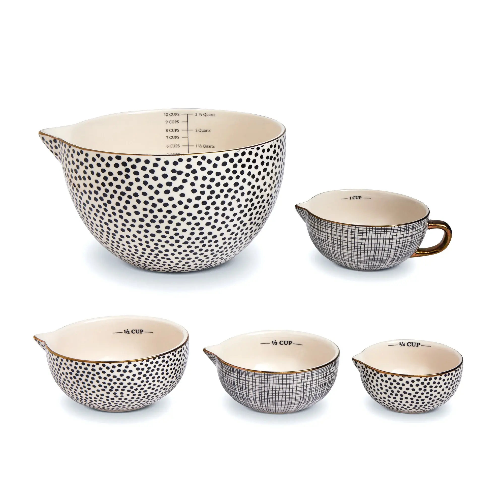 5-Piece Ceramic Measuring Bowl Set for Kitchen and Baking Utensils