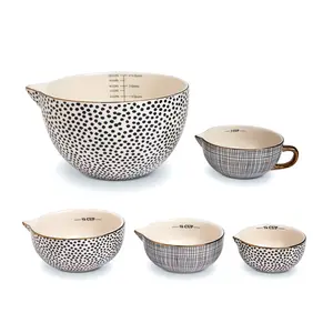 5-Piece Ceramic Measuring Bowl Set for Kitchen and Baking Utensils