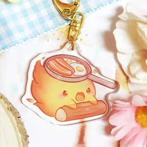 Anime Calcifer Cooking Fire Stovetop Bacon 2 inch Double-Sided Clear Acrylic Keychain Charm Phone Accessory