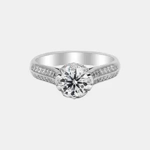 【717】"Begin Again" Heart Cathedral 0.8 Carat Double Channeled Synthetic Moissanite Ring – Romantic Valentine’s Day/Engagement Ring, Elegant Classic Design for Women