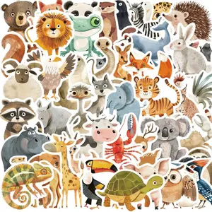50 Cartoon Hand-drawn Animal Graffiti Stickers for Decorating Guitars, Notebooks, Luggage, DIY