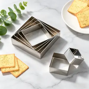 Baking Cutter Mold Set, Food Grade Stainless Steel, 10 Piece Square, Home Use, DIY Baking, Easy Operation, Gift Idea, Bakeware